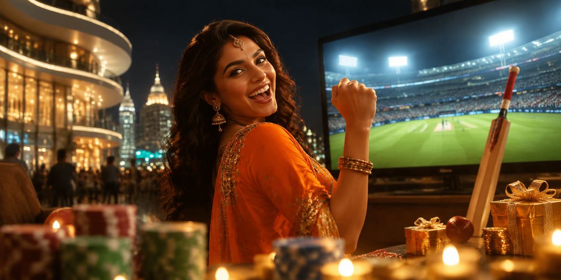 Cricket betting activity under vibrant lights in an Indian city market